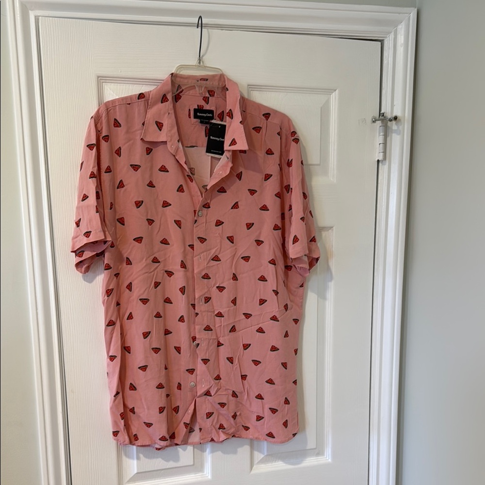 Barney Cools Pink Casual Button Down Shirt Subtle Pattern